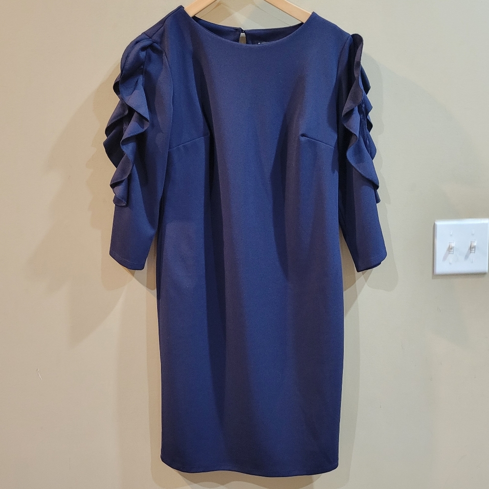 Sami & Jo Women's Blue Midi Shift Dress Size 10.  Pre-owned Good Condition No Ri